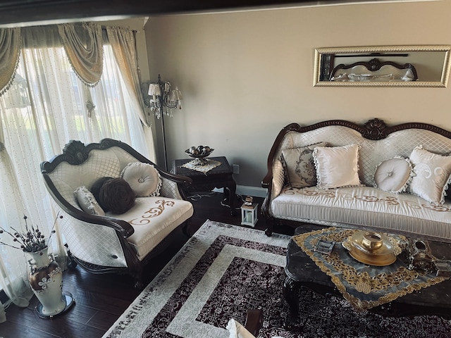 living room with hardwood / wood-style floors