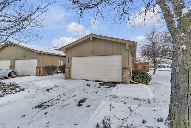 view of snow covered property