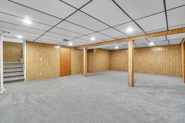 basement with carpet flooring