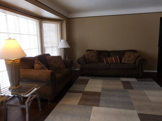 living area with baseboards