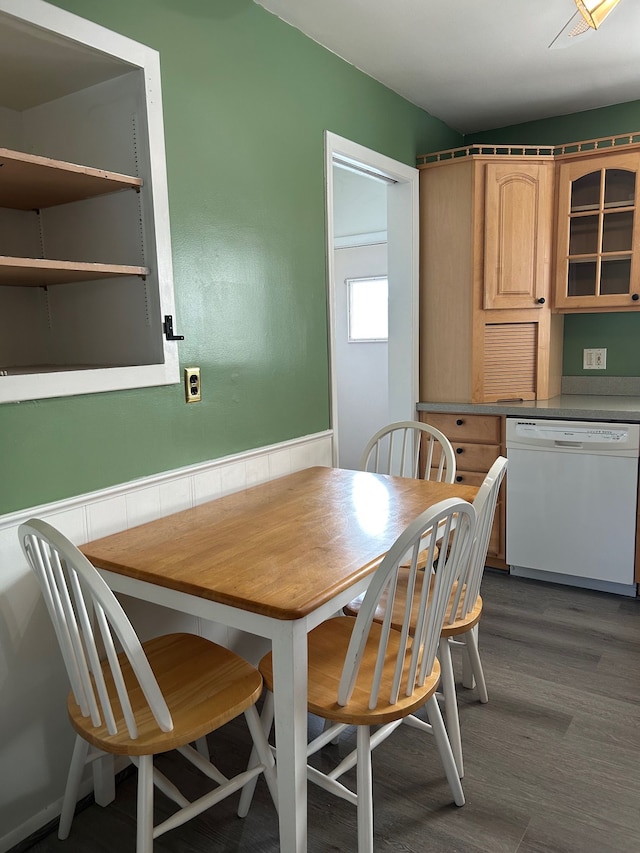 dining room with dark wood-type flooring