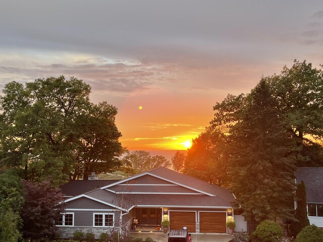 exterior space featuring a garage