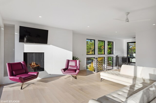 living room with light wood-type flooring