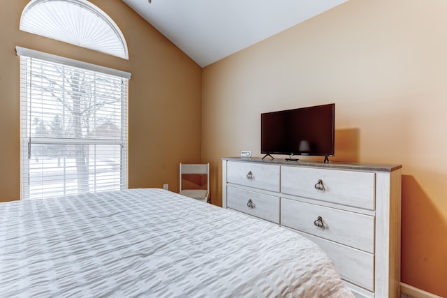 bedroom with vaulted ceiling