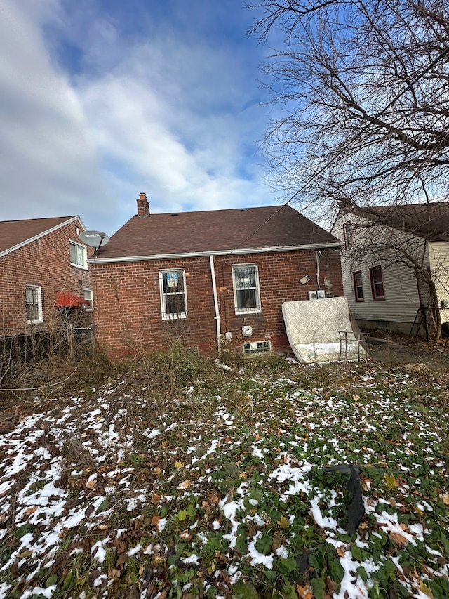 view of snow covered property