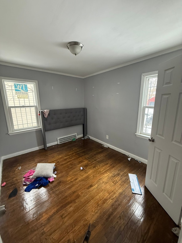 interior space with dark hardwood / wood-style floors