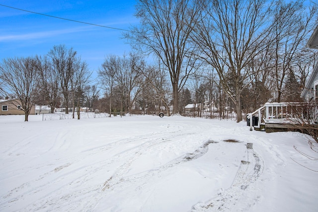 view of yard covered in snow