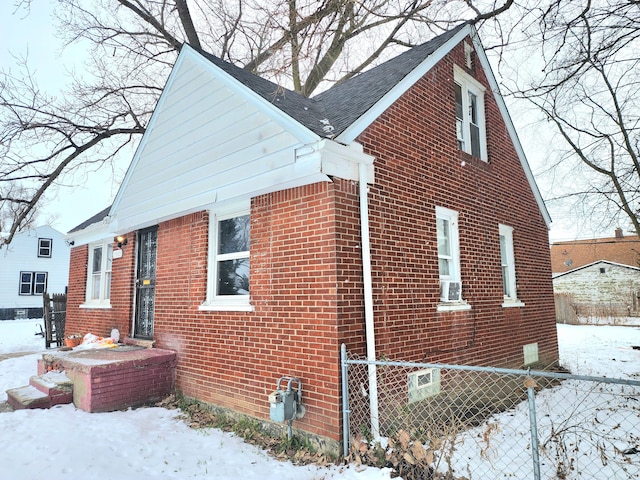 view of snow covered exterior