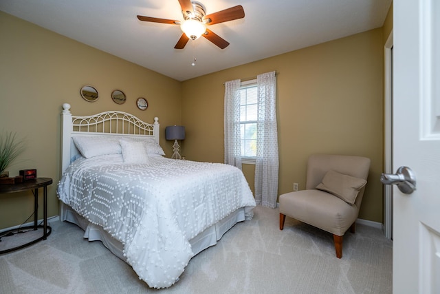 bedroom featuring carpet floors and ceiling fan