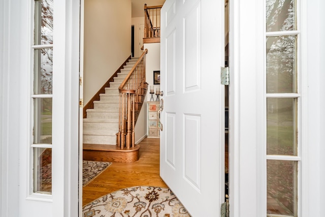 entrance foyer featuring light wood-type flooring