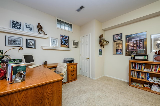 office area with light colored carpet