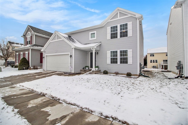 front facade with a garage