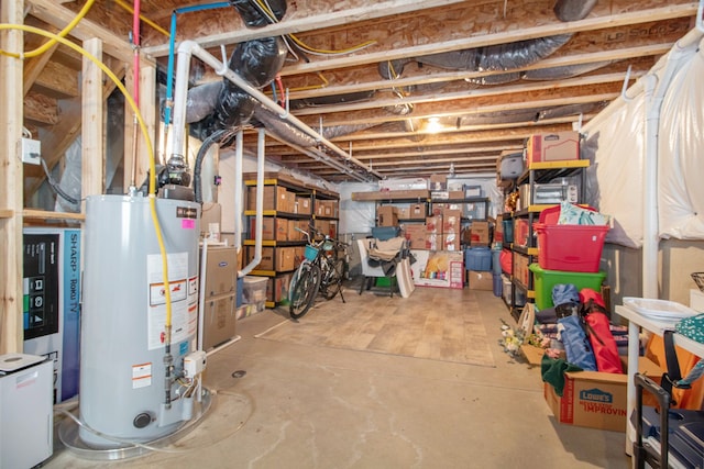 basement featuring water heater