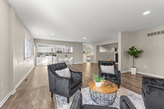 living room featuring light hardwood / wood-style flooring