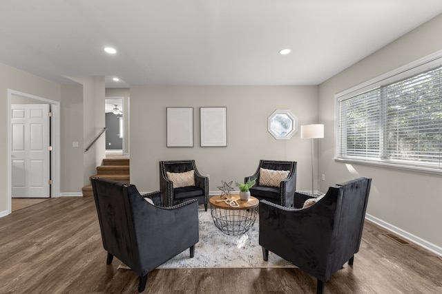 living room with hardwood / wood-style floors