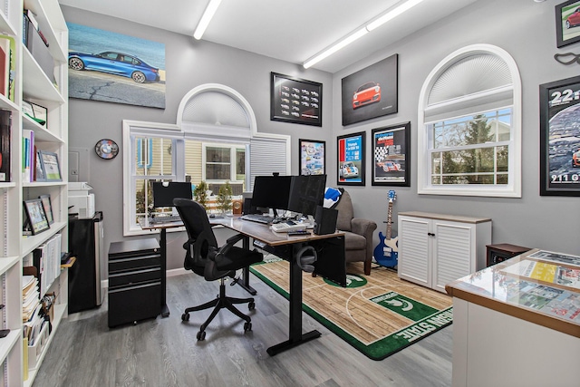 office space featuring hardwood / wood-style floors