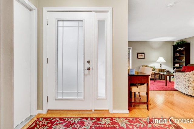 foyer featuring wood-type flooring