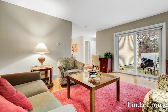 living room featuring light hardwood / wood-style floors