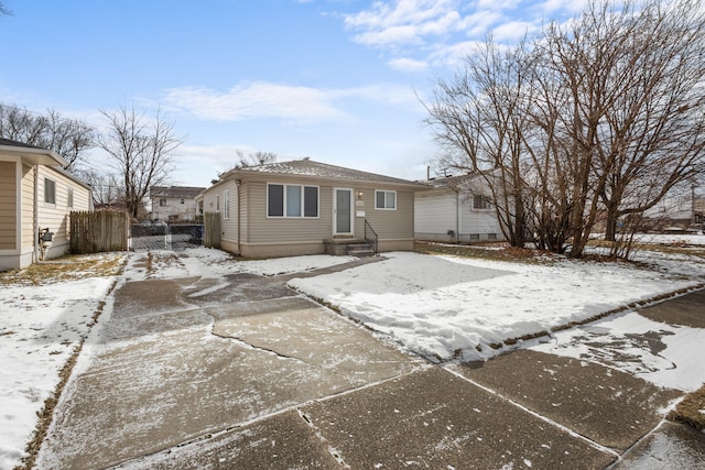 view of snow covered property