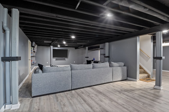 living room with hardwood / wood-style flooring