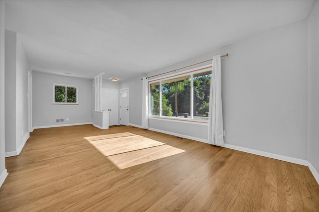 unfurnished living room featuring light hardwood / wood-style floors