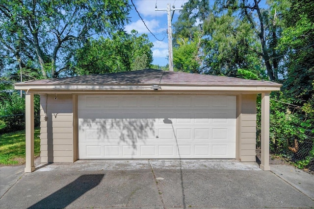 view of garage