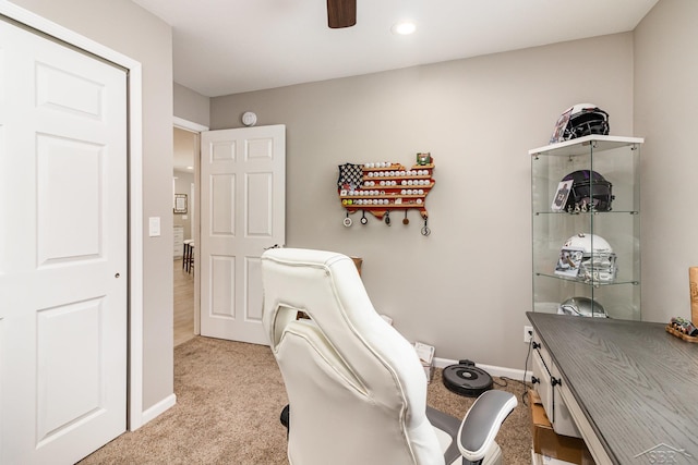 interior space featuring ceiling fan