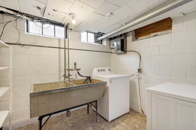 laundry area with laundry area, electric panel, and washer / clothes dryer