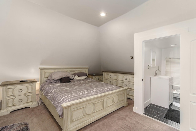 carpeted bedroom with sink