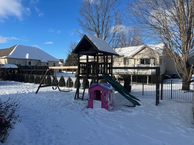 view of snow covered playground