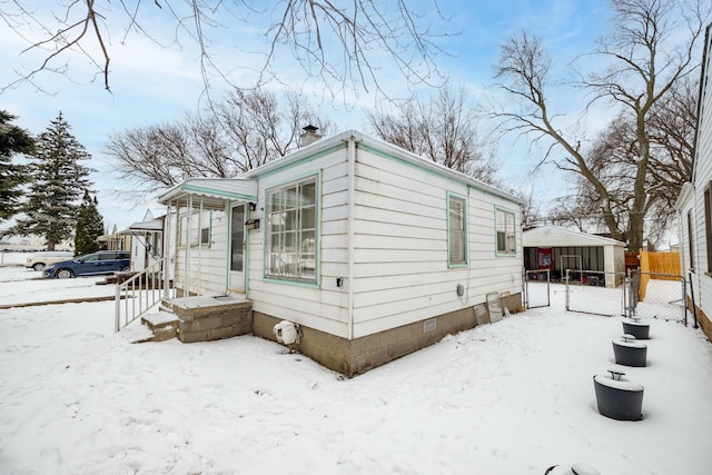 view of snowy exterior