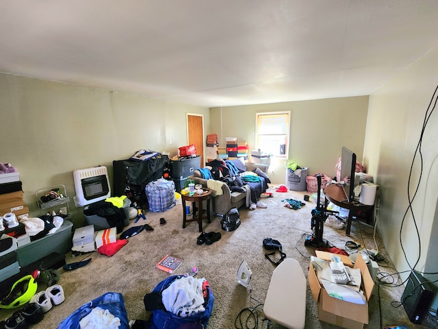 playroom with carpet flooring and heating unit