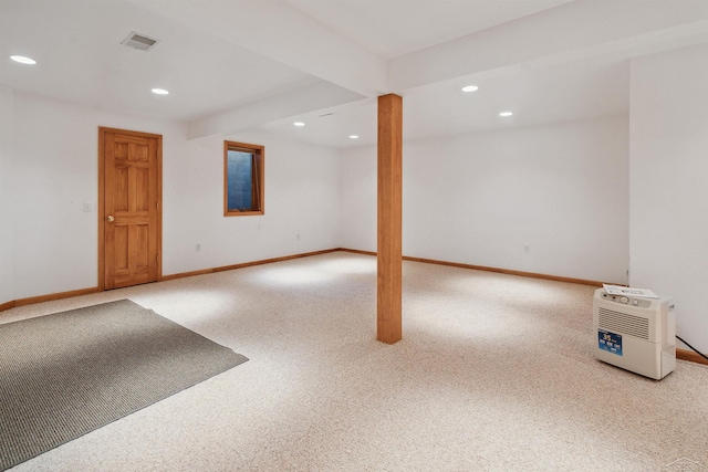 basement with carpet