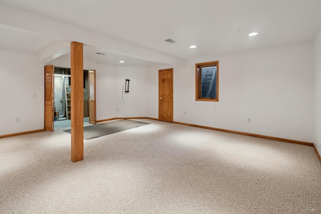 basement featuring carpet