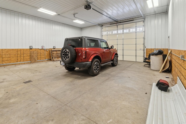 garage with a garage door opener