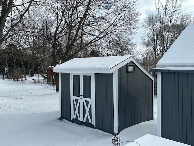 view of snow covered structure