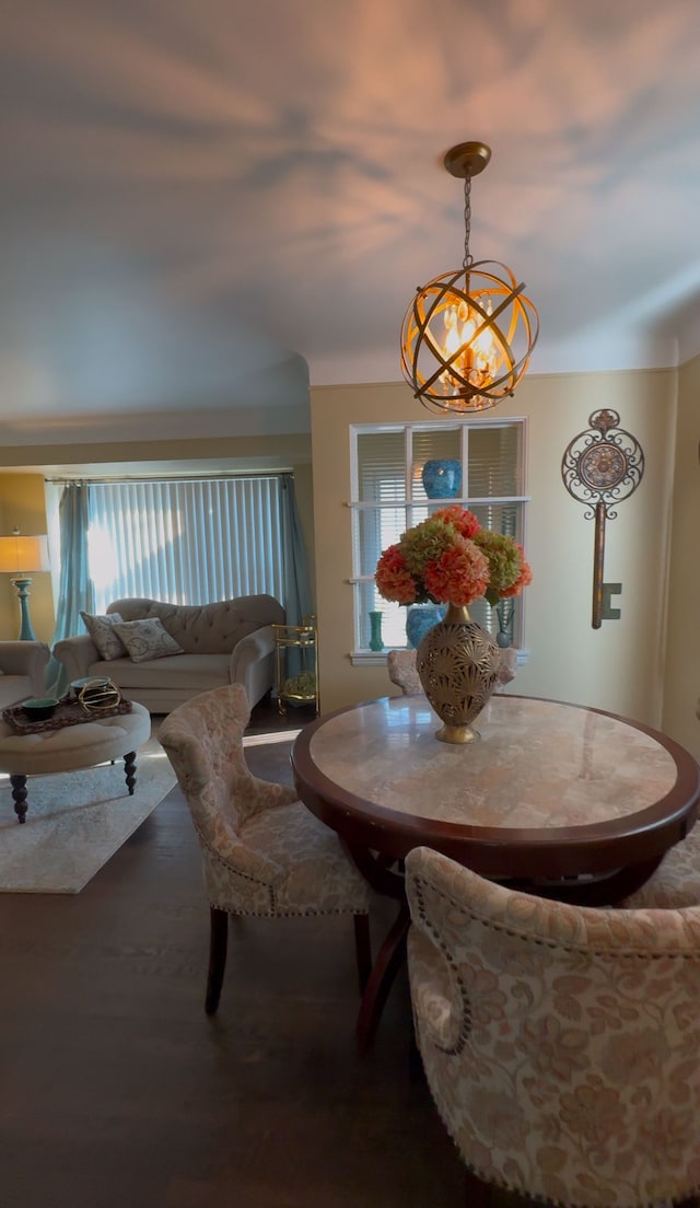 dining room featuring a notable chandelier