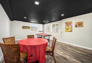 dining space with hardwood / wood-style floors