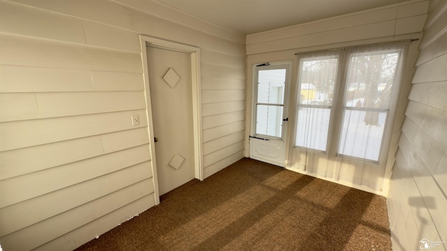 empty room featuring a wealth of natural light and dark carpet