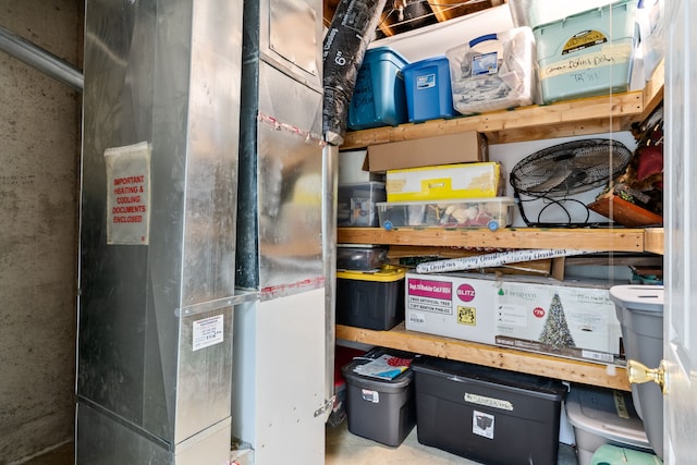 storage room with heating unit