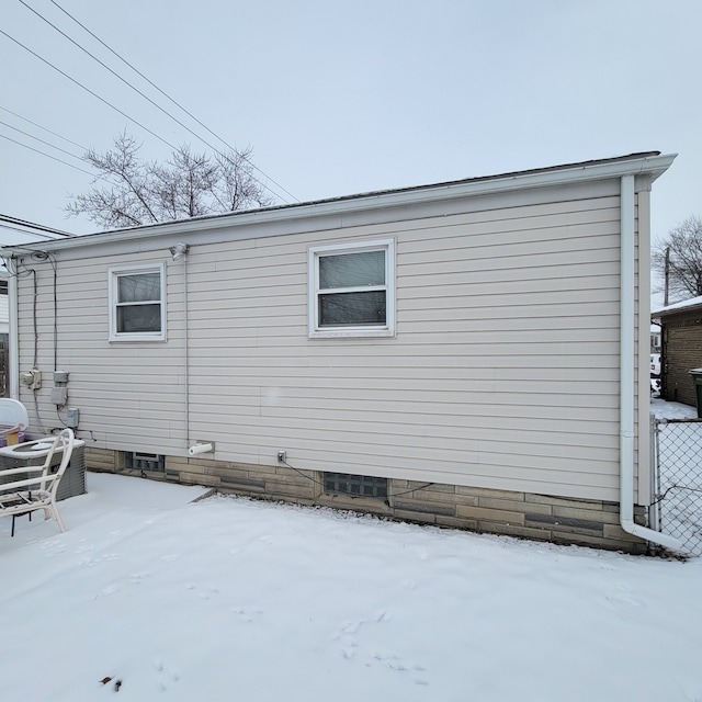 view of snowy exterior