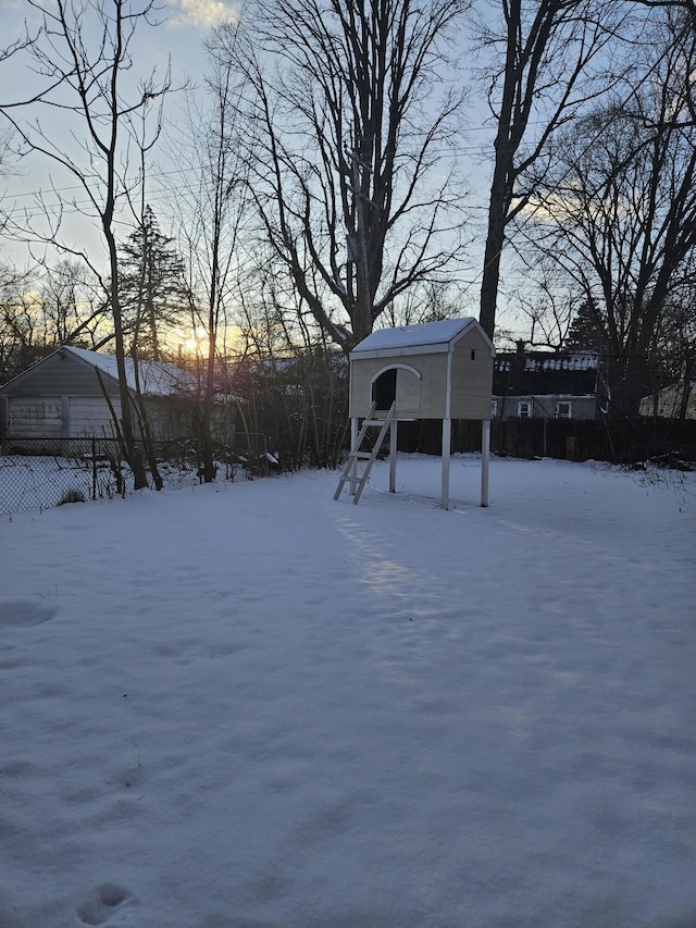 view of snowy yard