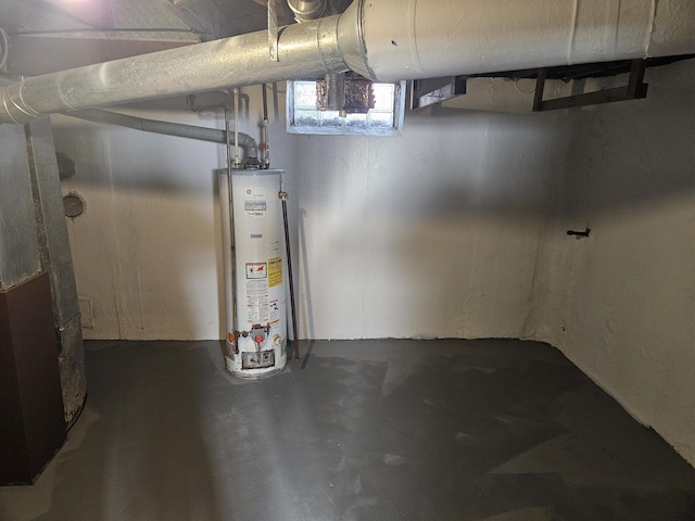 basement with water heater