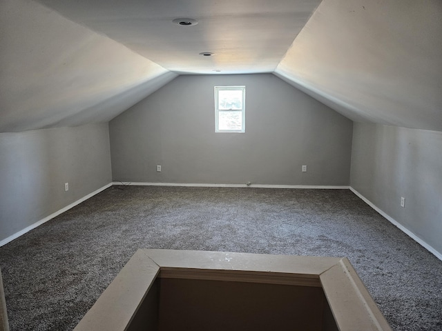 bonus room featuring vaulted ceiling and carpet floors