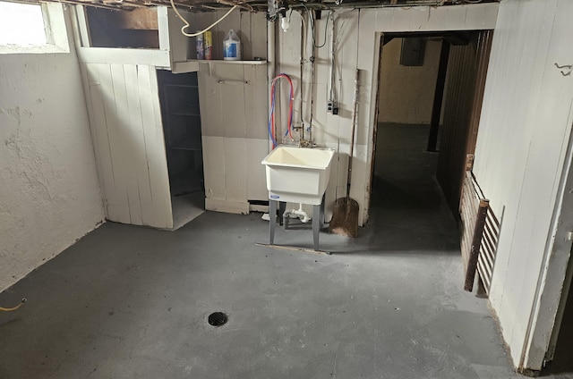 basement featuring sink