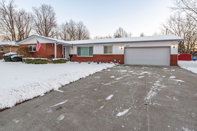 single story home with a garage