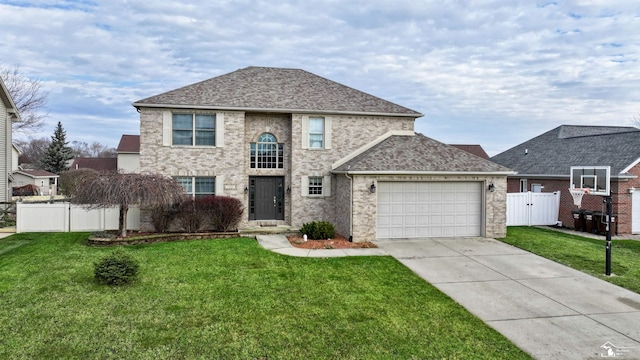 front of property with a garage and a front yard