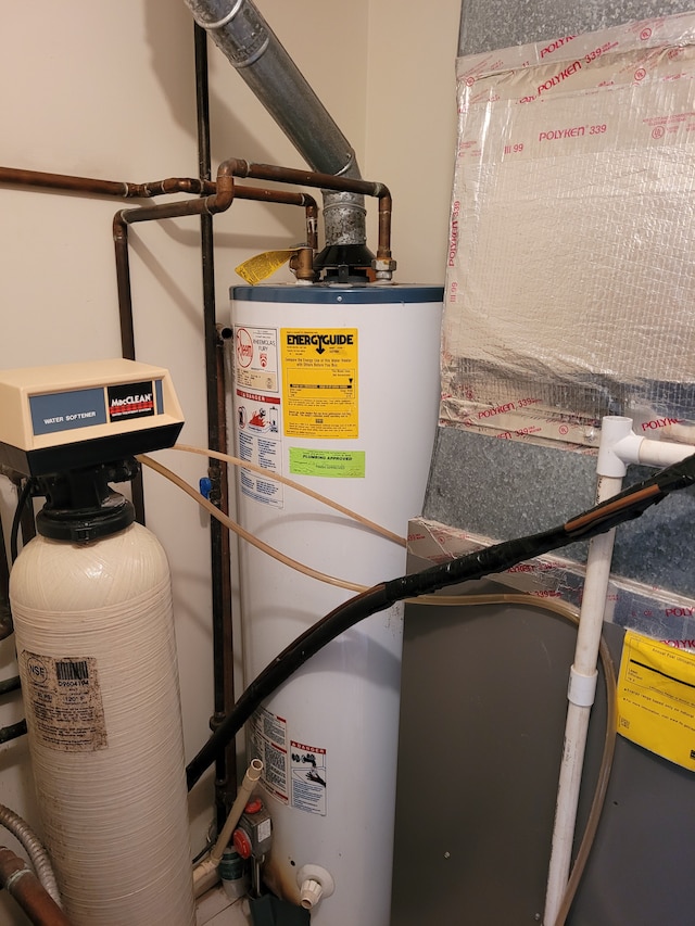 utility room with water heater