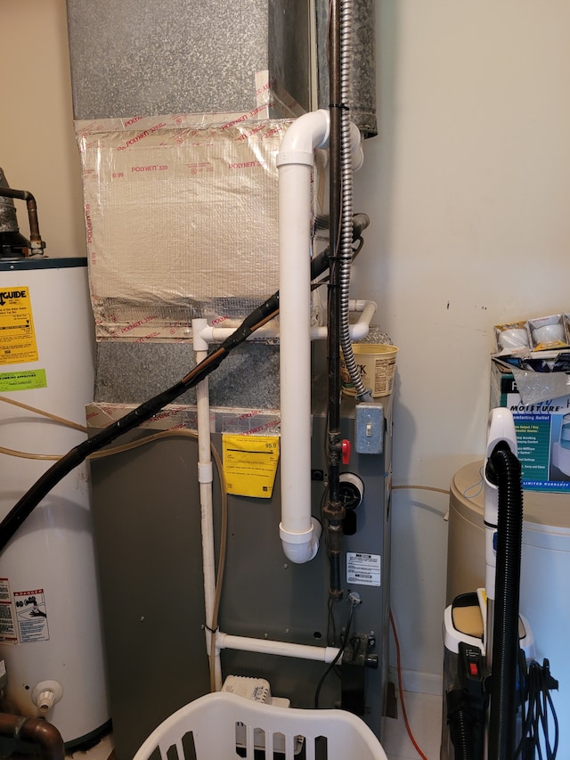 utility room with water heater