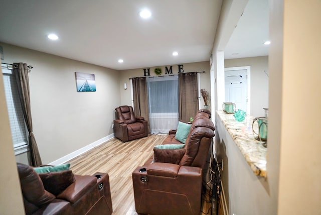 living room featuring light hardwood / wood-style flooring